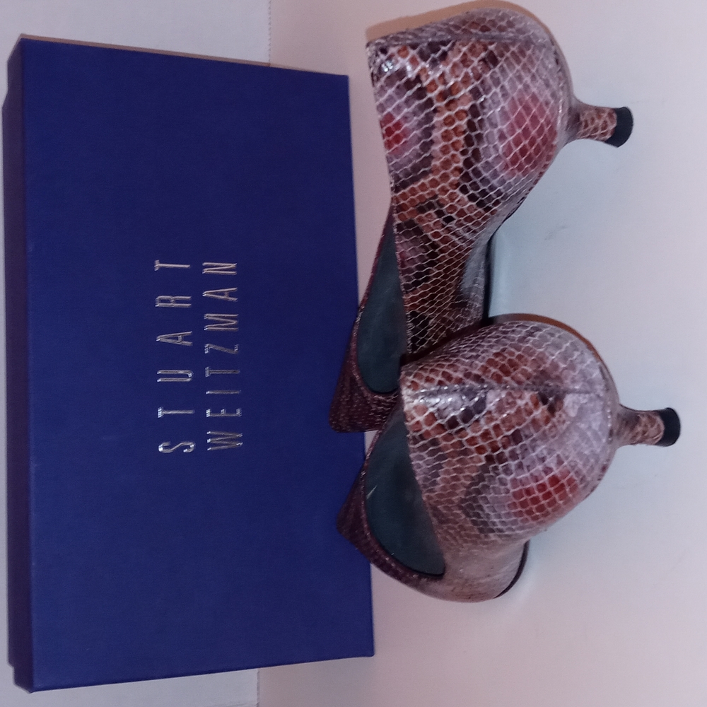 Stuart Weitzman Merlot Pearl Python Heels - image 3